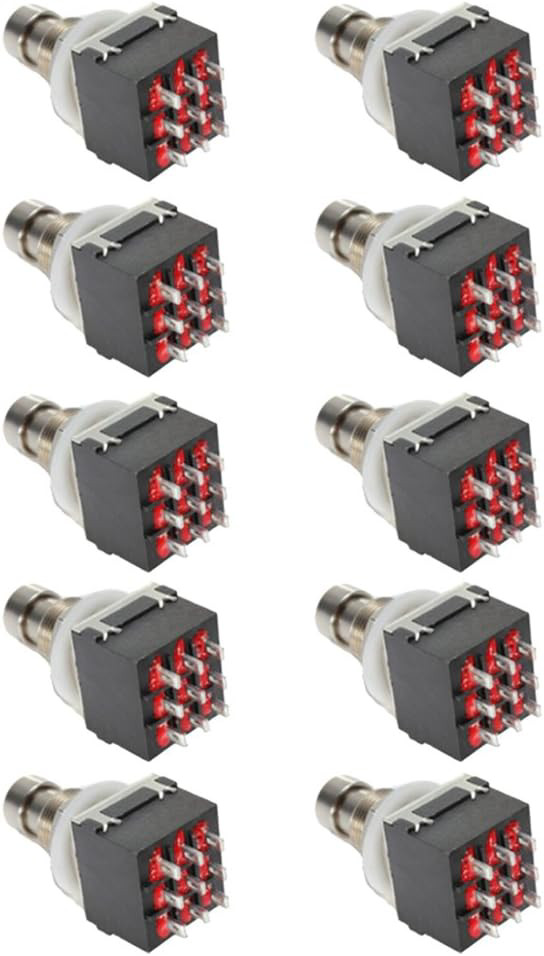 3PDT 9 Pin Stomp Guitar Foot Switch True Bypass Metal Pack of 10