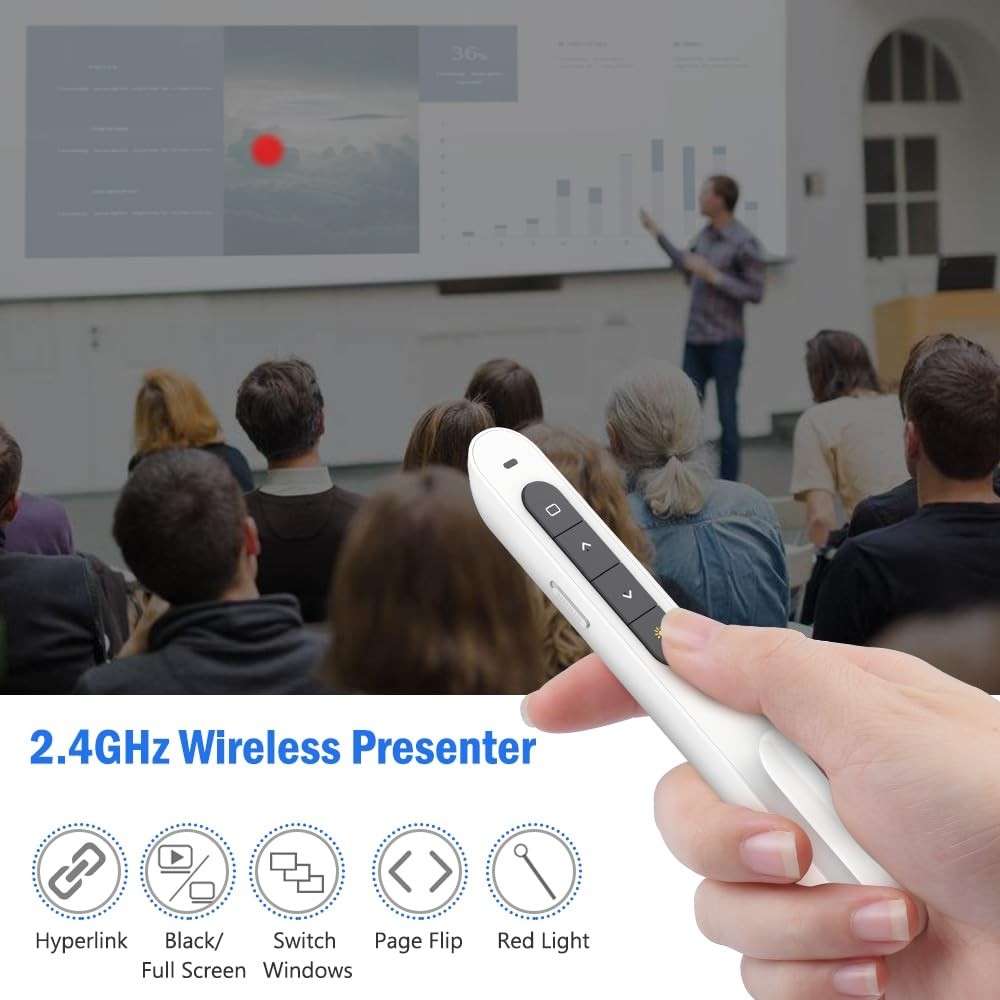Dinofire White Wireless Presenter Clicker