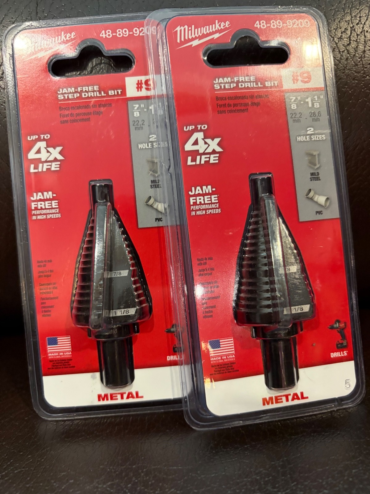 NEW!! - LOT OF TWO - Milwaukee 48-89-9209 STEP BIT Metal PVC 7/8”- 1 1/8”