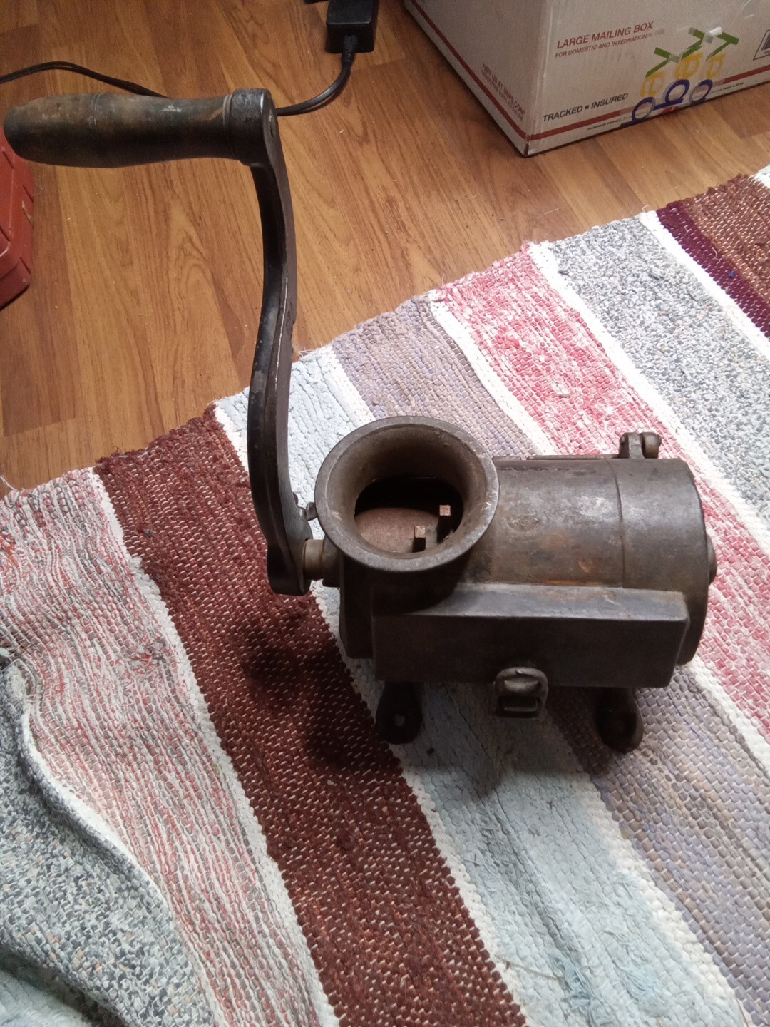 Antique Meat Grinder Tobacco Grinder,CAST IRON CYLINDER Body about 8in. Long
