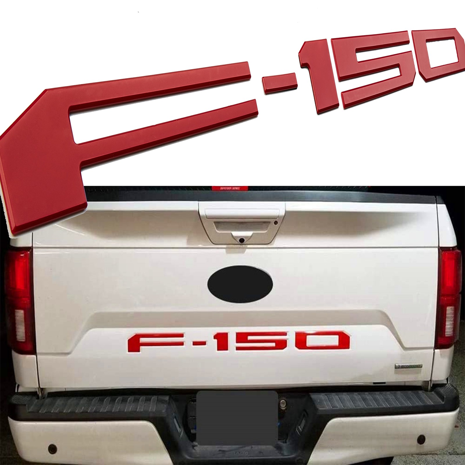 Matte Red For F150 2018-2020 3D Raised Tailgate Inserts Letters Emblem Badge