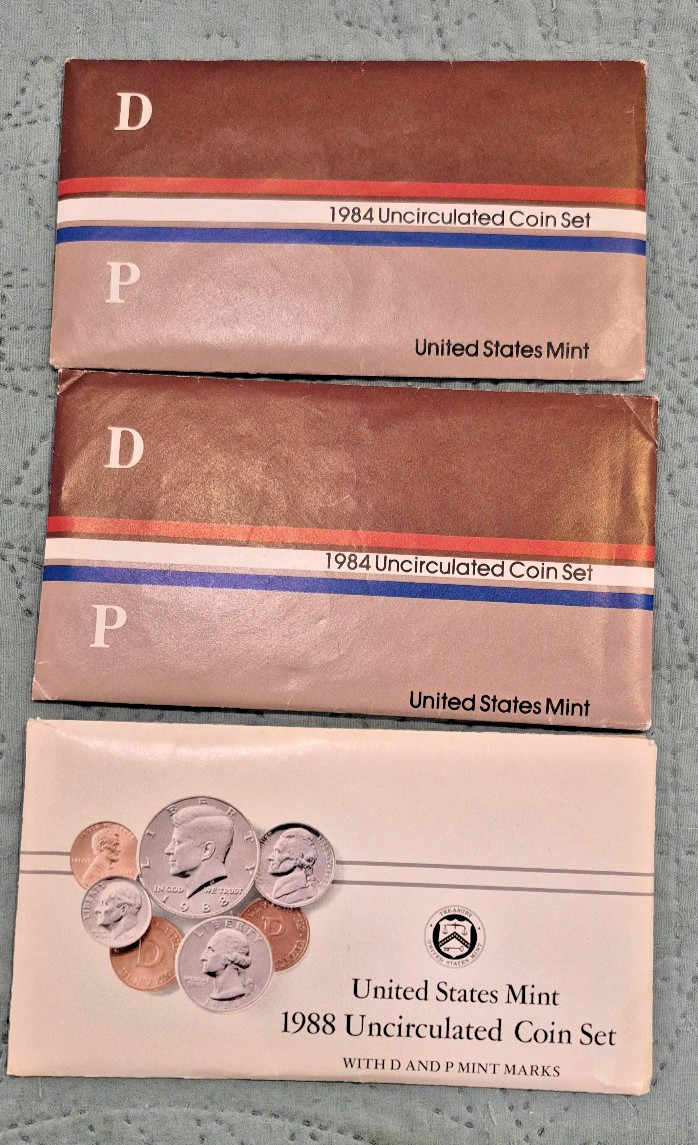 Two 1984 & One 1988 P & D Mint Sets Total 30 Coins OMP - 3 Mint Sets Included