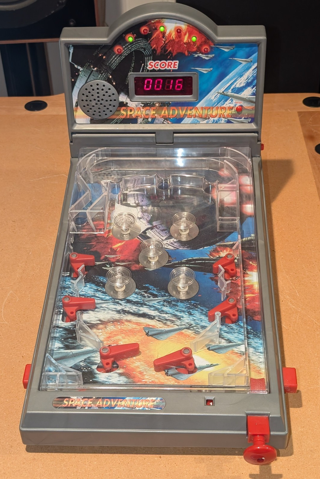 Vintage 1990s Space Adventure Electronic Table Top Digital Pinball Machine Game
