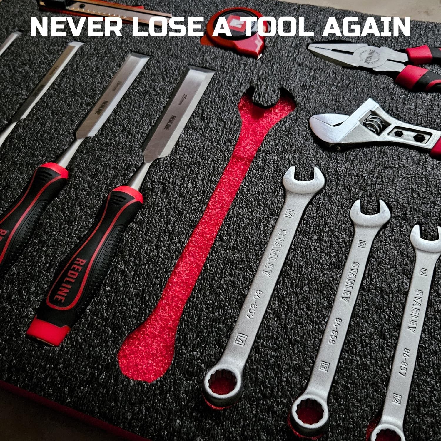 22x18 Inch Tool Box Foam Inserts, 4-Pack, Black with Red for Organizing Cases