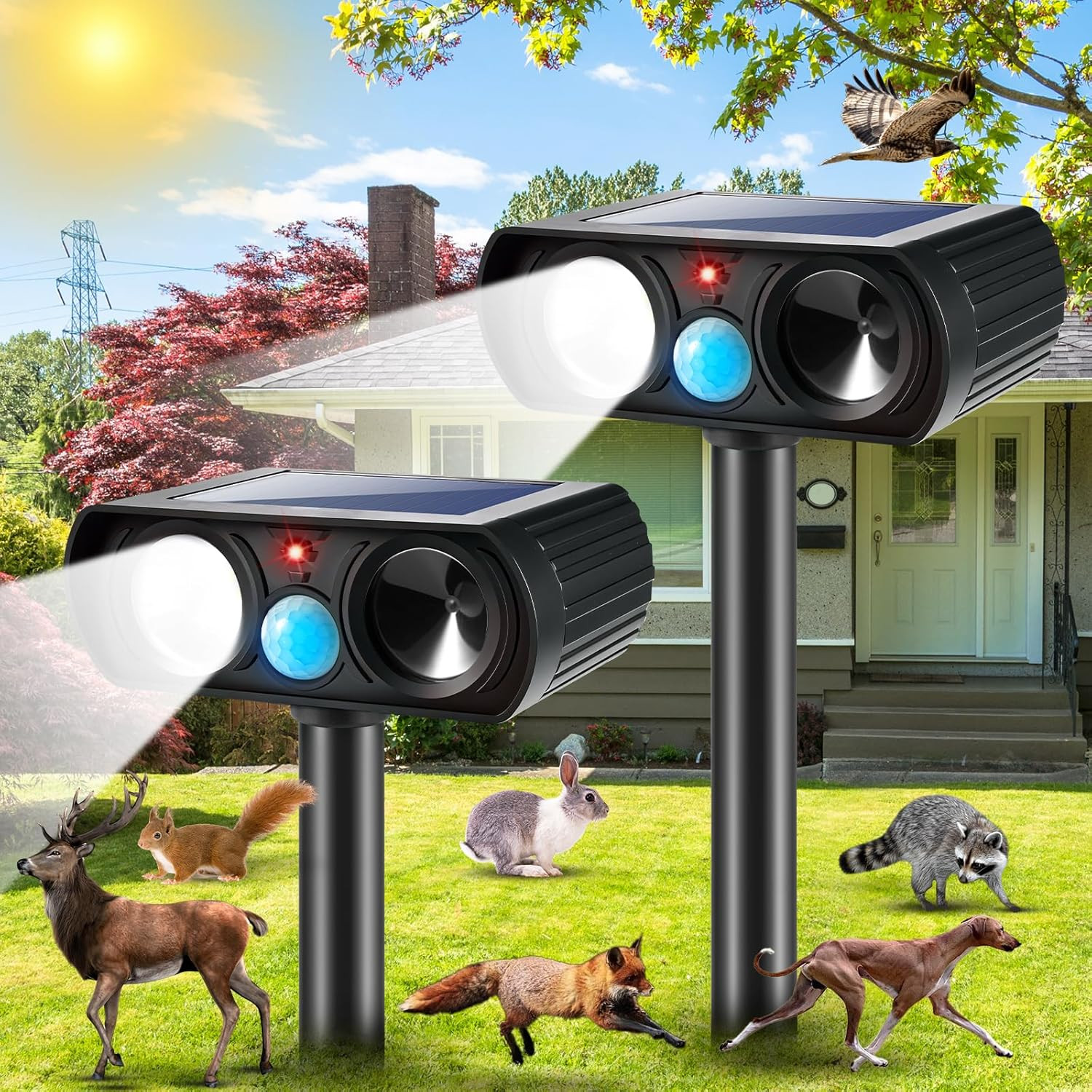 2026 Upgraded Sonic Fortress Pro Deer Repellent Devices,2Pack Deer Deterrent Out