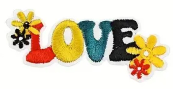 PEACE & LOVE - HIPPY LIFE - LOVE with FLOWERS - Embroidered Iron On Patch