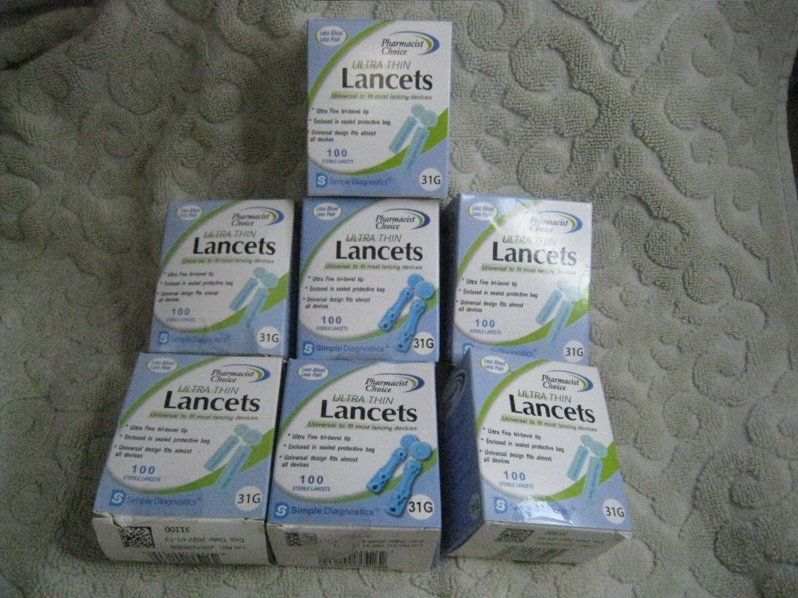 7 Boxes Pharmacist Choice Ultra Thin Lancets 31G - 100x7 01/2027 universal 31100