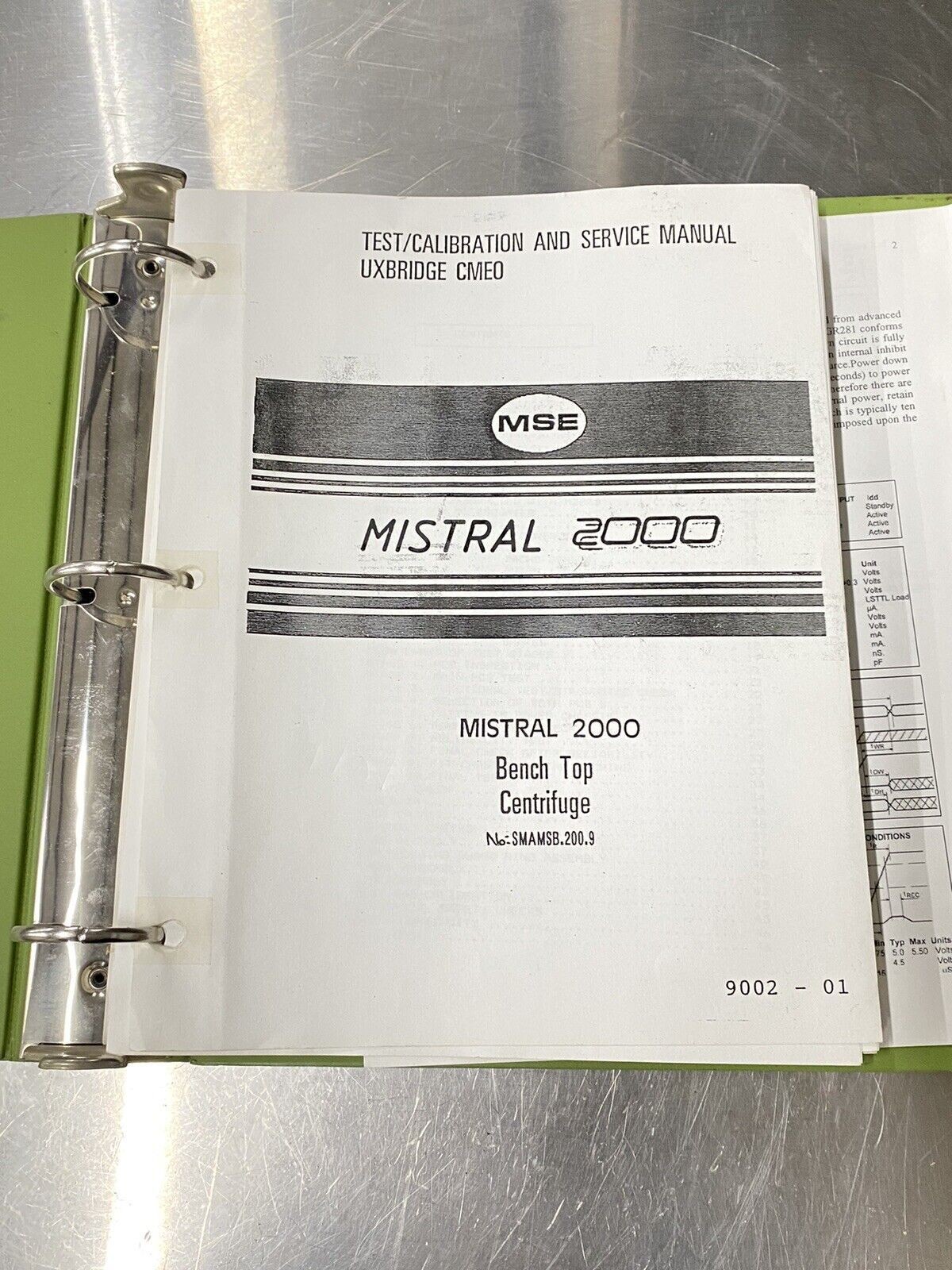 MSE Mistral 2000 Bench top Centrifuge - Users Guide / Manual / Instructions