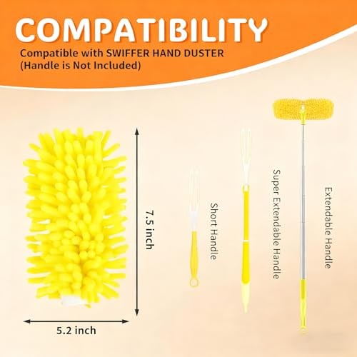 Reusable Duster Refill Compatible with Swiffer, Washable 360 4 Pack (Yellow)