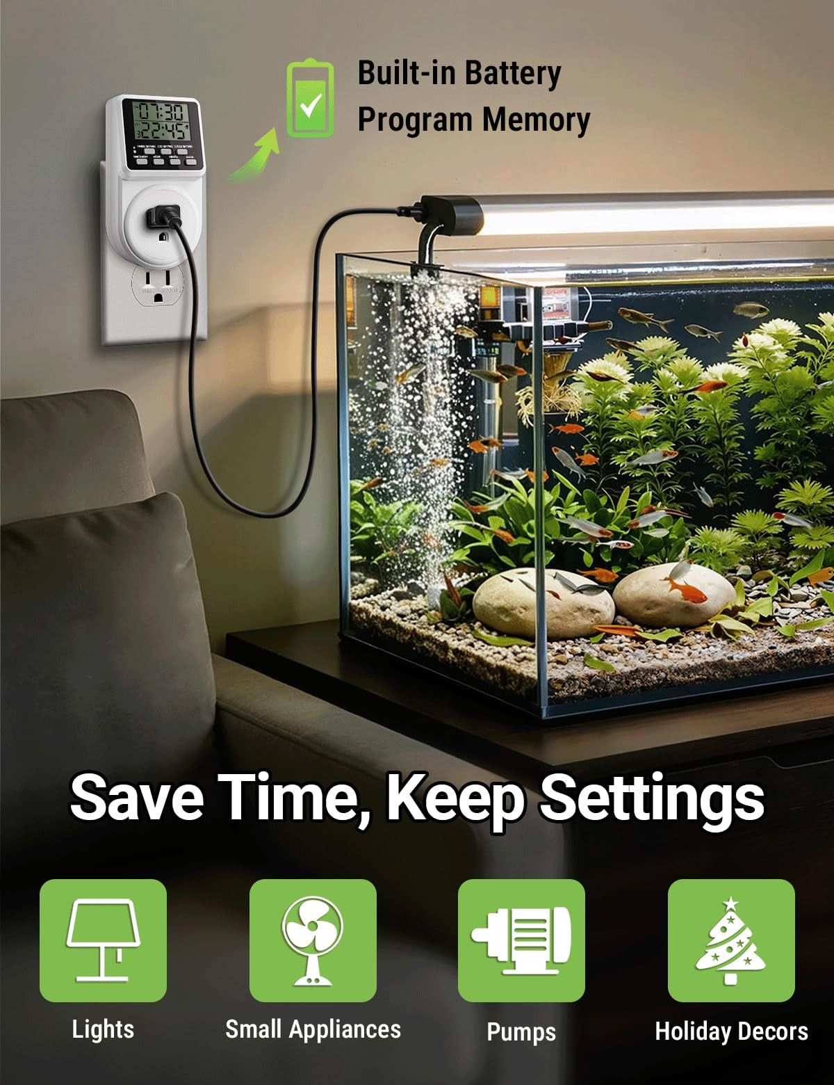 Digital Infinite Repeat Cycle Intermittent Timer Plug for Electrical Outlet, 24