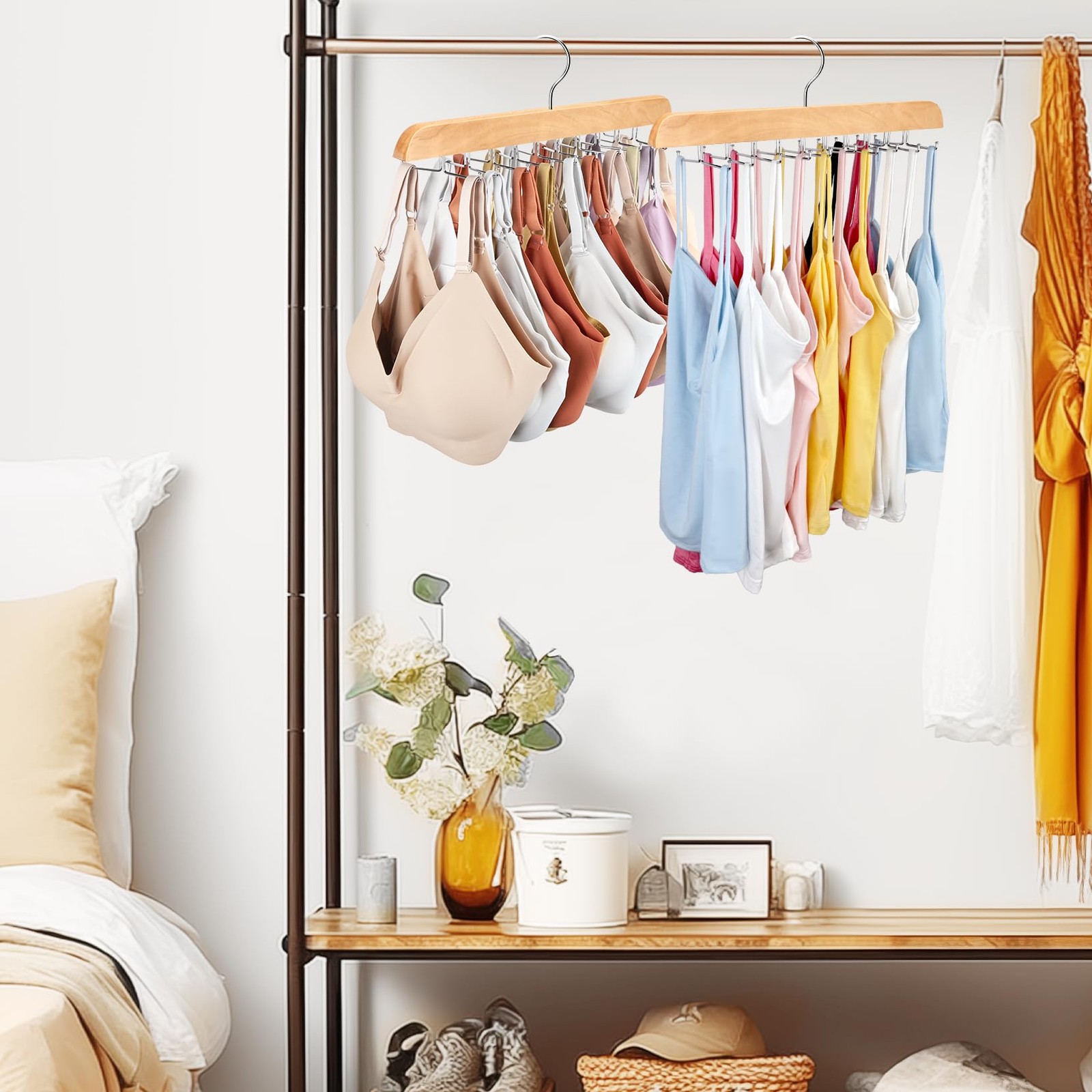 Tank Top Hanger with Premium Wood, 20 Large Capacity, Space Saving,360 Degree...