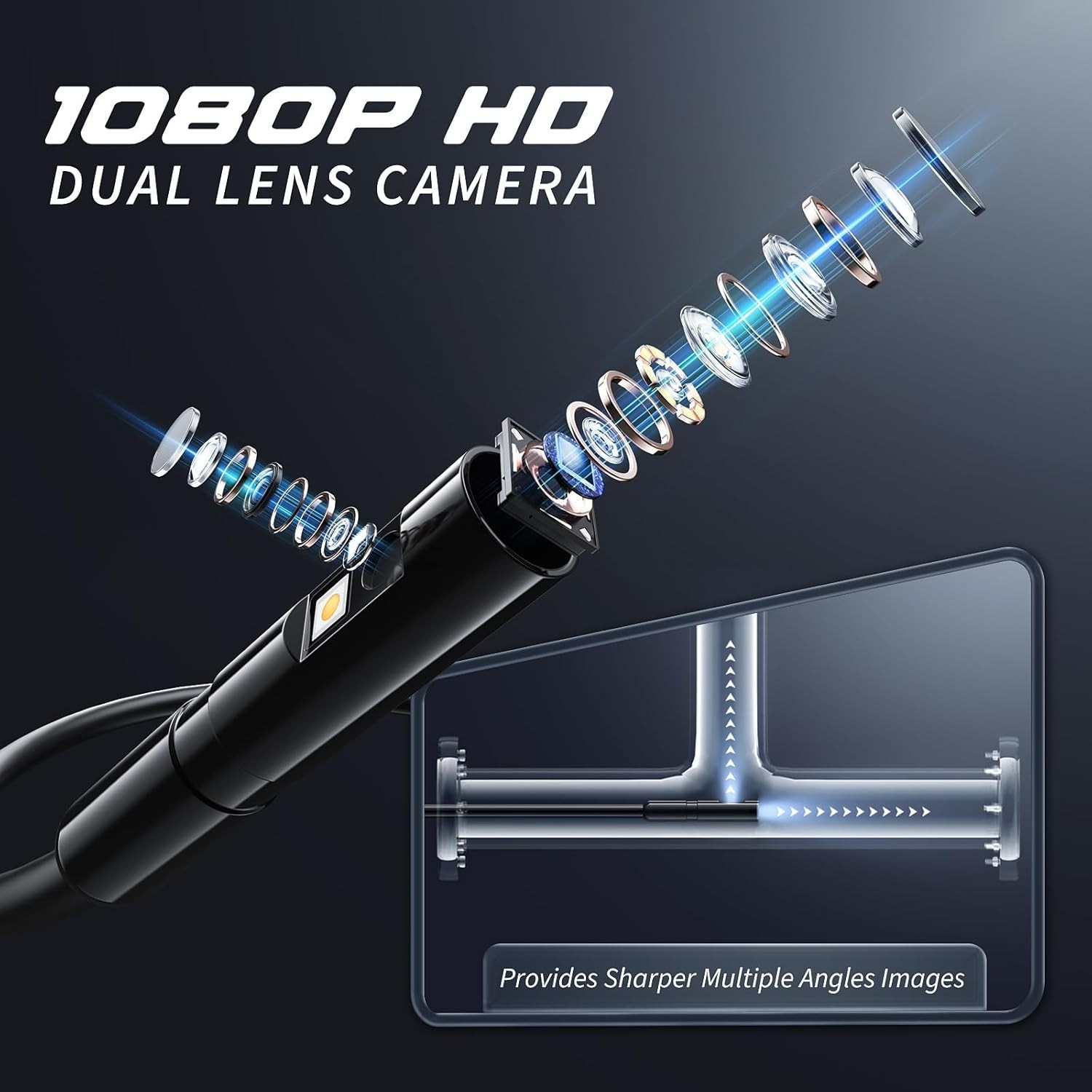 Endoscope with 4.3" Screen, 8 LED Lights, Waterproof