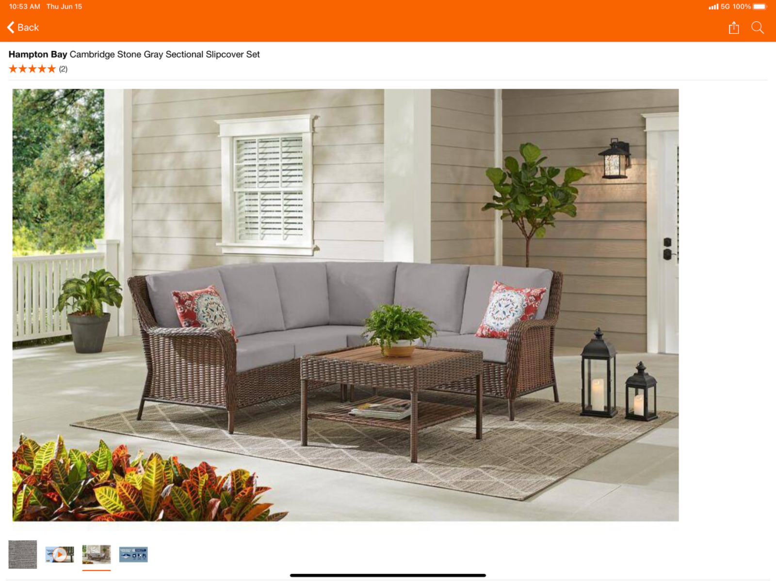 Hampton Bay Cambridge Stone gray Sectional Slipcover Set
