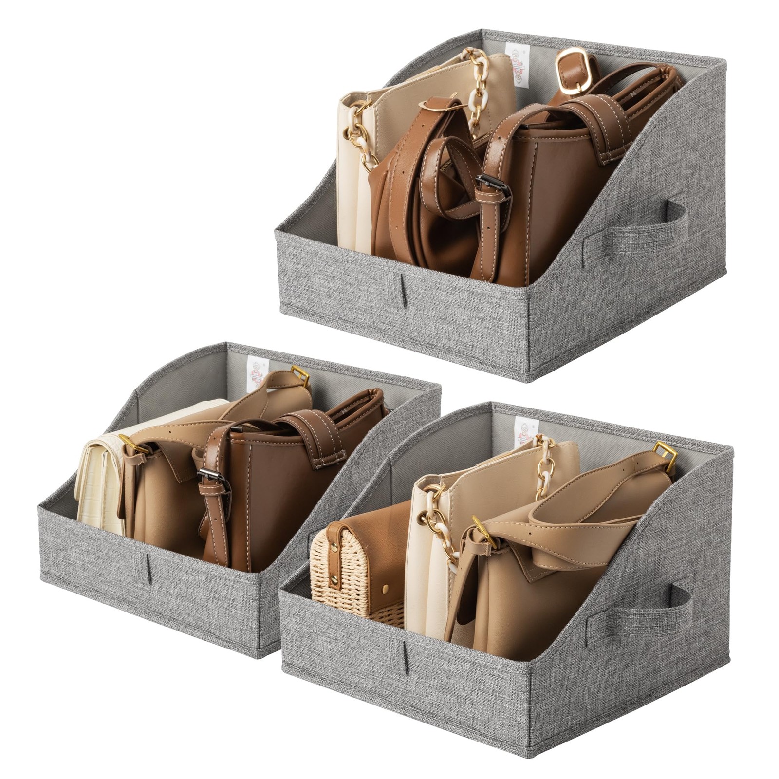 Trapezoid Storage Bins Dark Gray Medium 3 Pack Closet Shelf Organizer