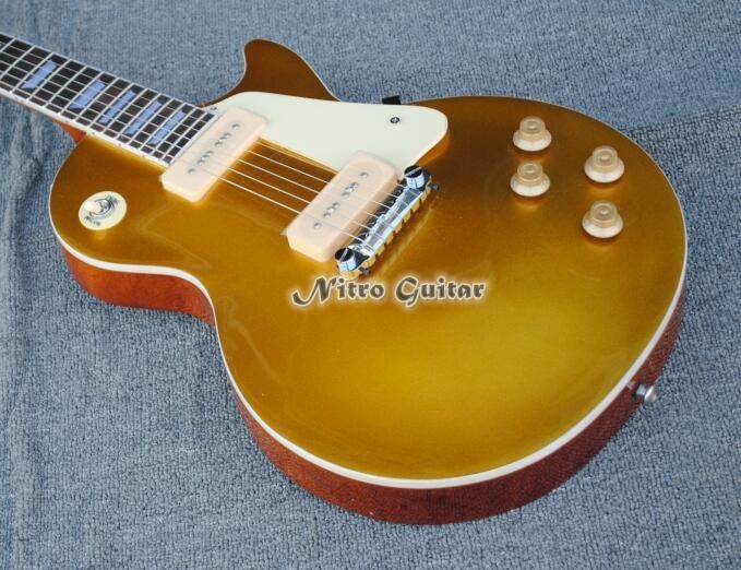 1954 Gold Top Electric Guitar Cream P-90 Pickups Trapzoid Inlay Tuilp Tuners