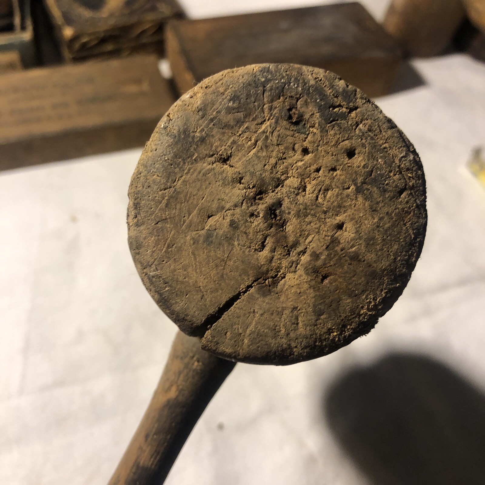 Antique Wood Mallet Primitive Tool Authentic 11.5”