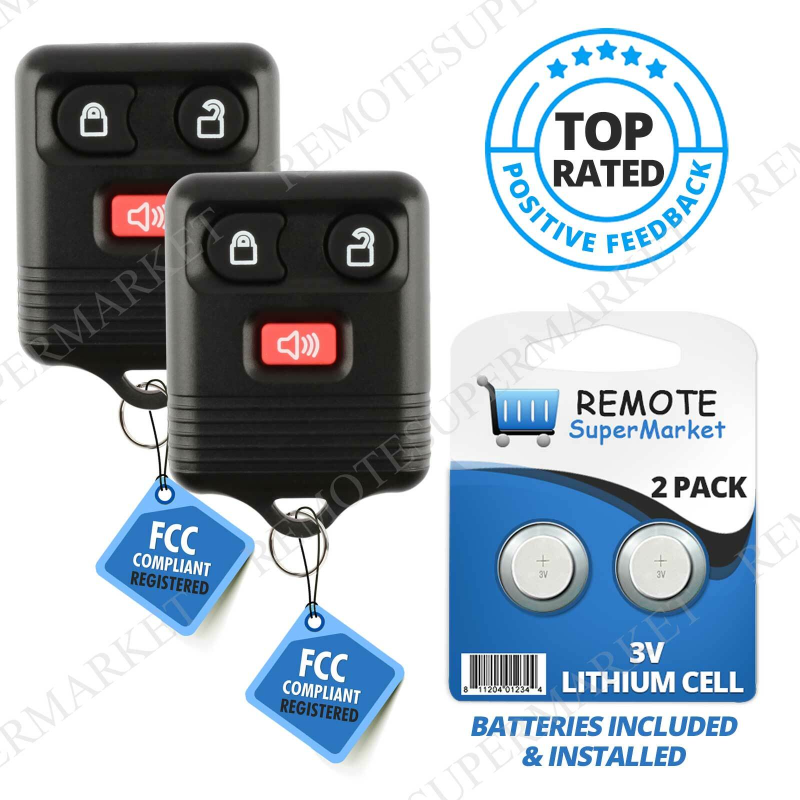 Replacement for Ford 04-07 Freestar Freestyle 98-11 Ranger Remote Key Fob Pair