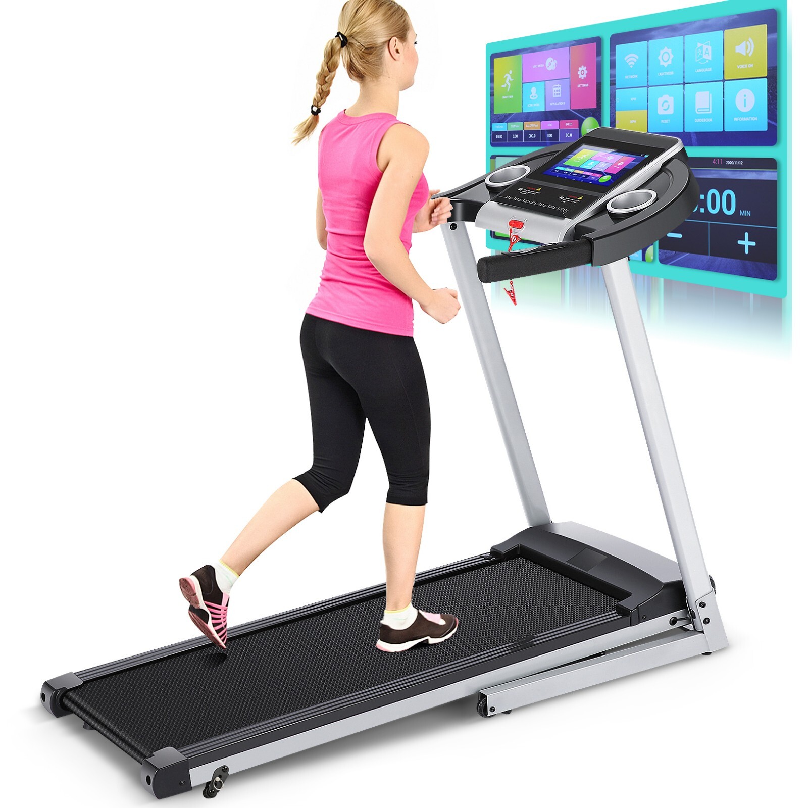 3.25HP Folding Treadmill Electric Incline Running Machines Home Heavy Duty w/LCD
