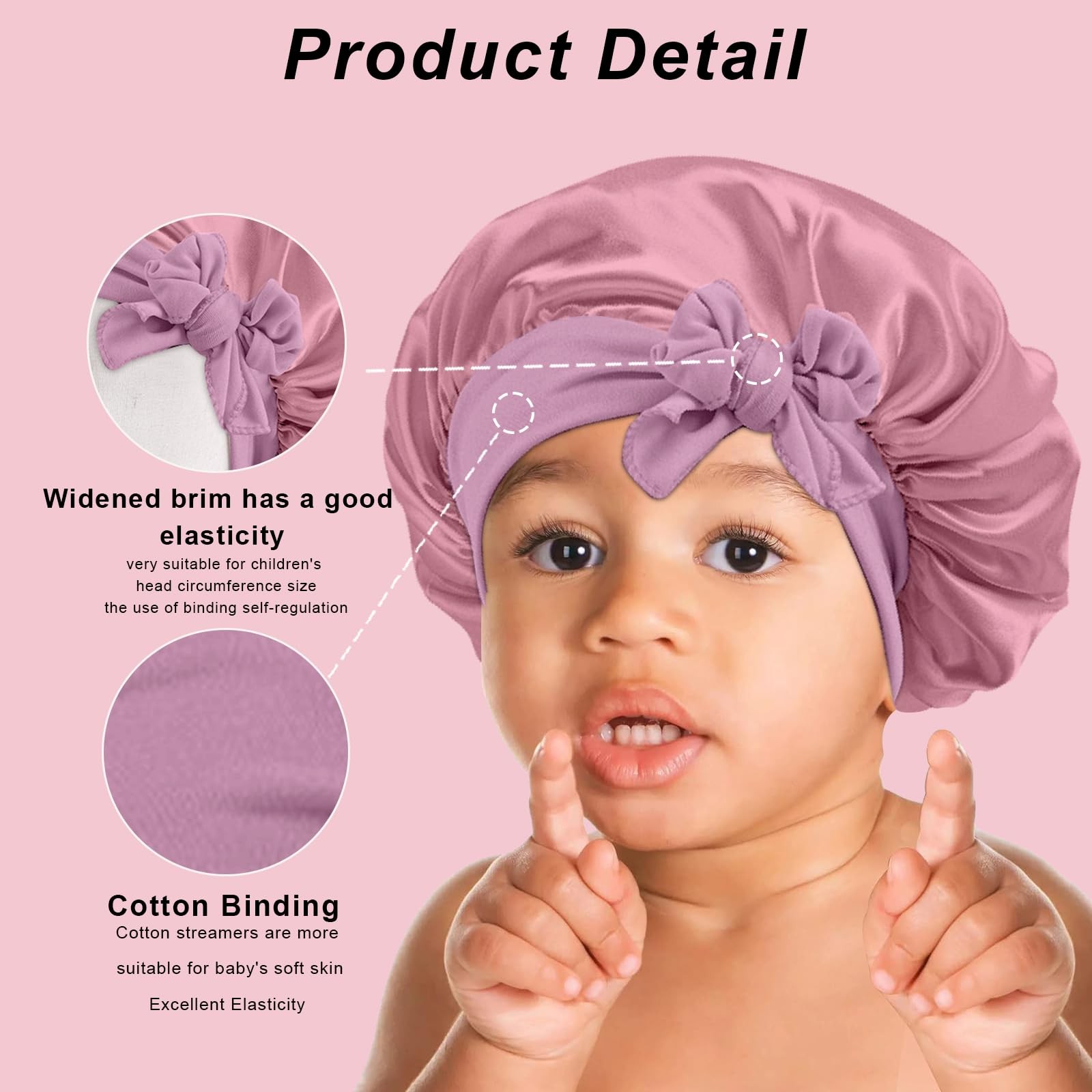 3 Pack Kids Silk Satin Bonnets Toddler Caps for Sleeping Curly Hair Boys Girls