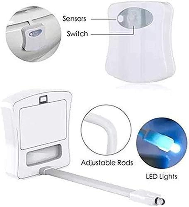 Color Changing Toilet Night Light - Motion Sensor LED, UV Activated, Smart Light
