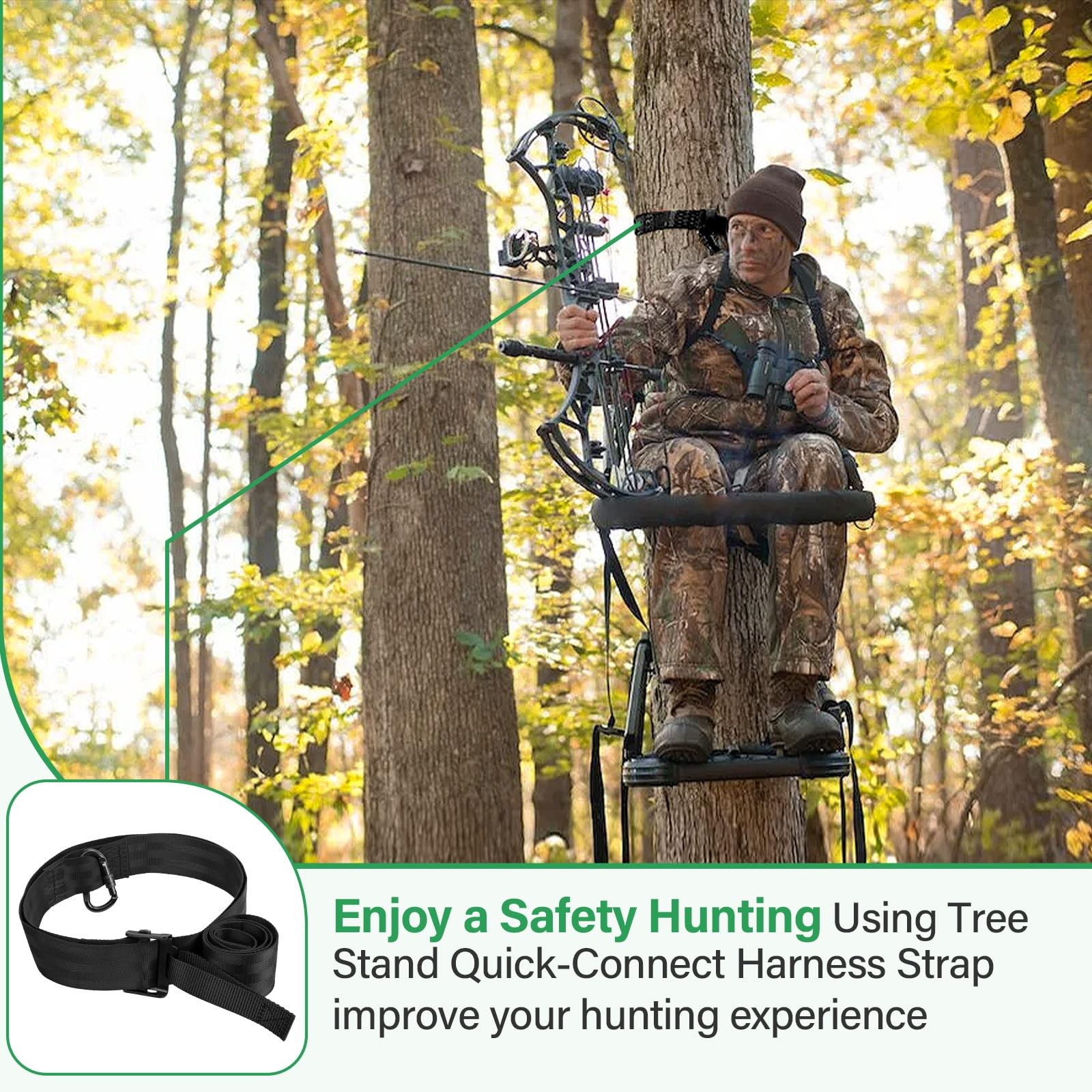 Quick-Connect Treestrap for Hunter Safety System - Climbing Stand Strap Trees...