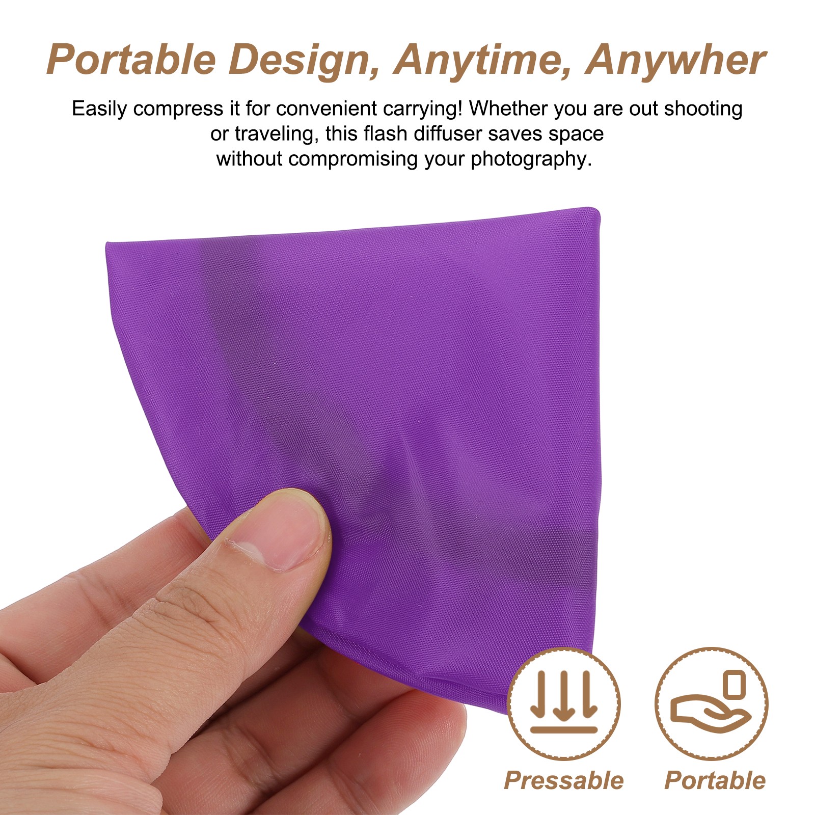5pcs 7.1" x 7.1" Soft Mini Flash Bounce Diffuser Cap, for Flashlight, Purple