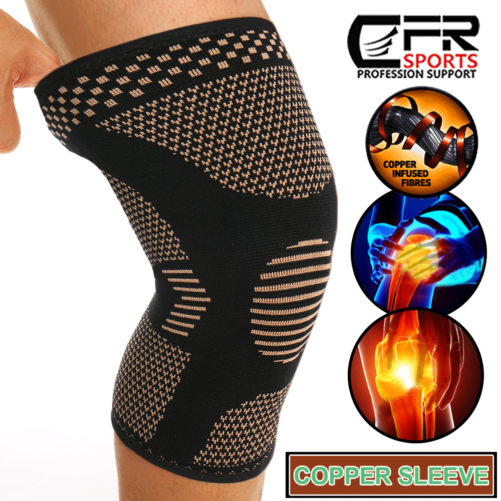 Copper infused Pro Series Performance Compression Knee Sleeve Brace S M L