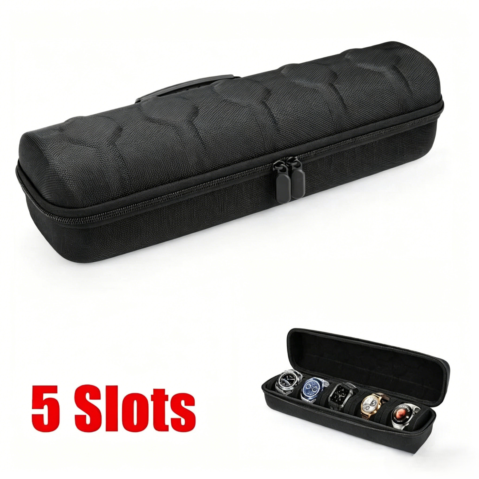 5 Slot Portable Watch Case Travel Organizer Box for Watch Storage Protection