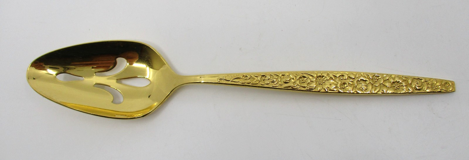 INTERNATIONAL STAINLESS GOLDEN DUBONNET PIERCED SERVING / TABLESPOON- 8 3/4" 08I