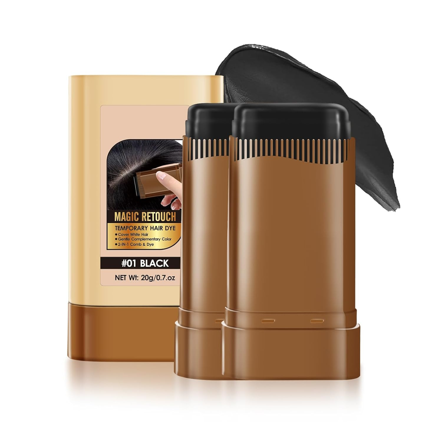 Hair Color Stick, Hair Dye Stick for Gray Hair, Waterproof and Sweat-Proof, Even