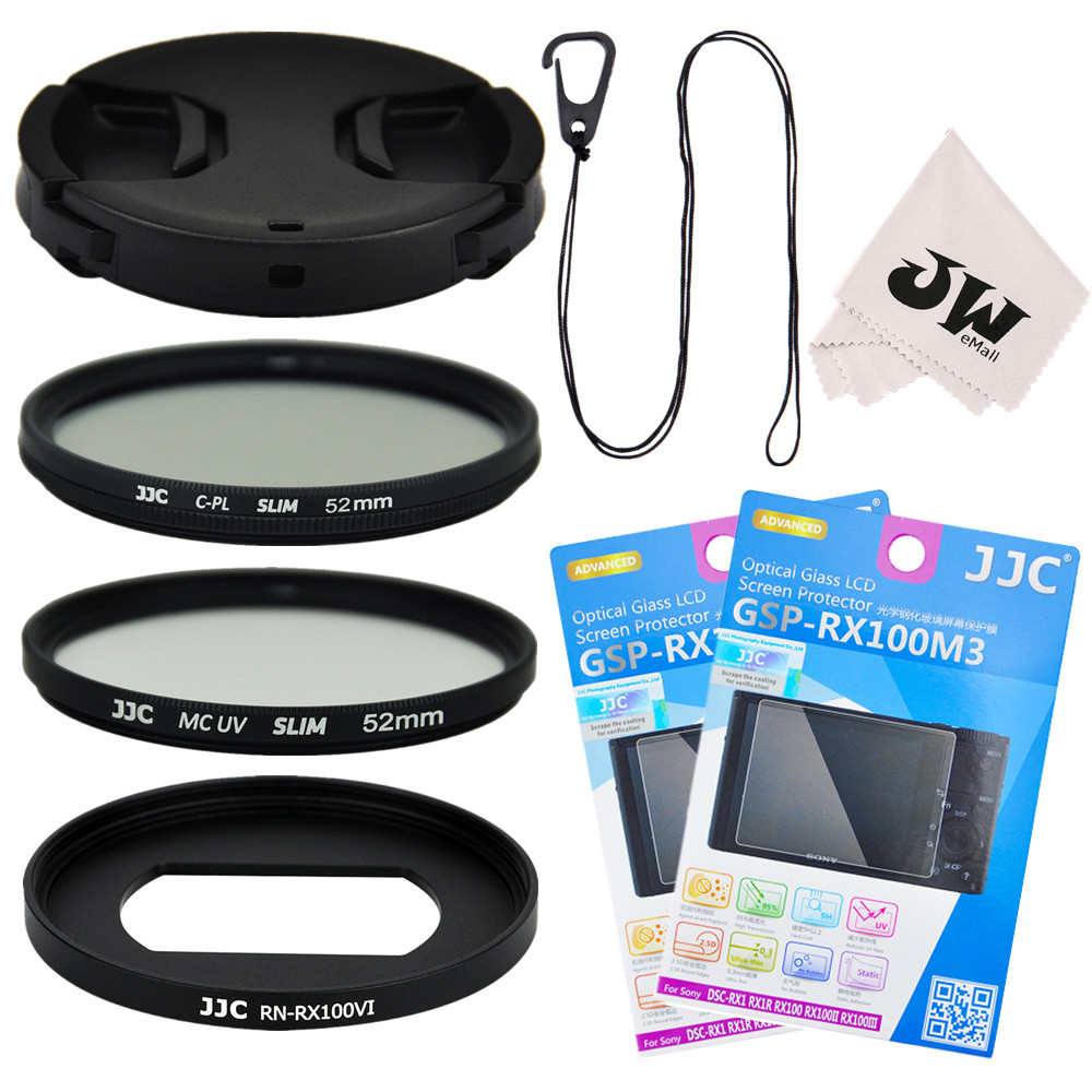 8in1 Kit Lens Cap（with keeper）+Filter Adapter+52mm Filters for Sony RX100 VI