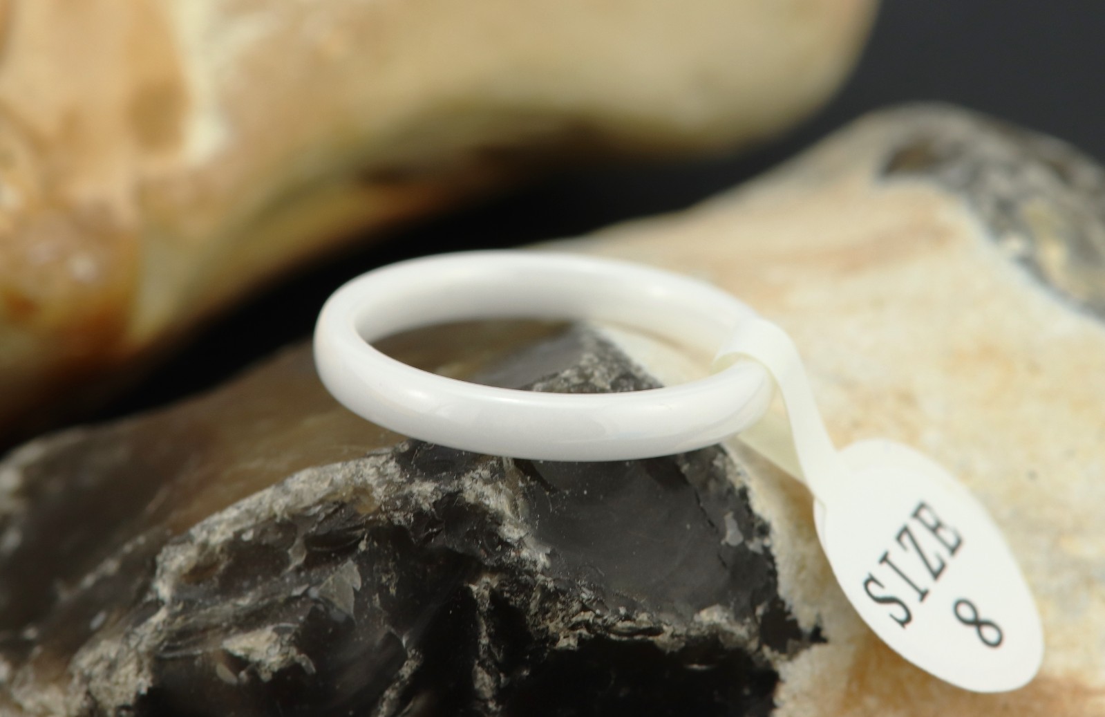 White Ceramic Wedding Ring: Elegant Minimalist Band (3mm)