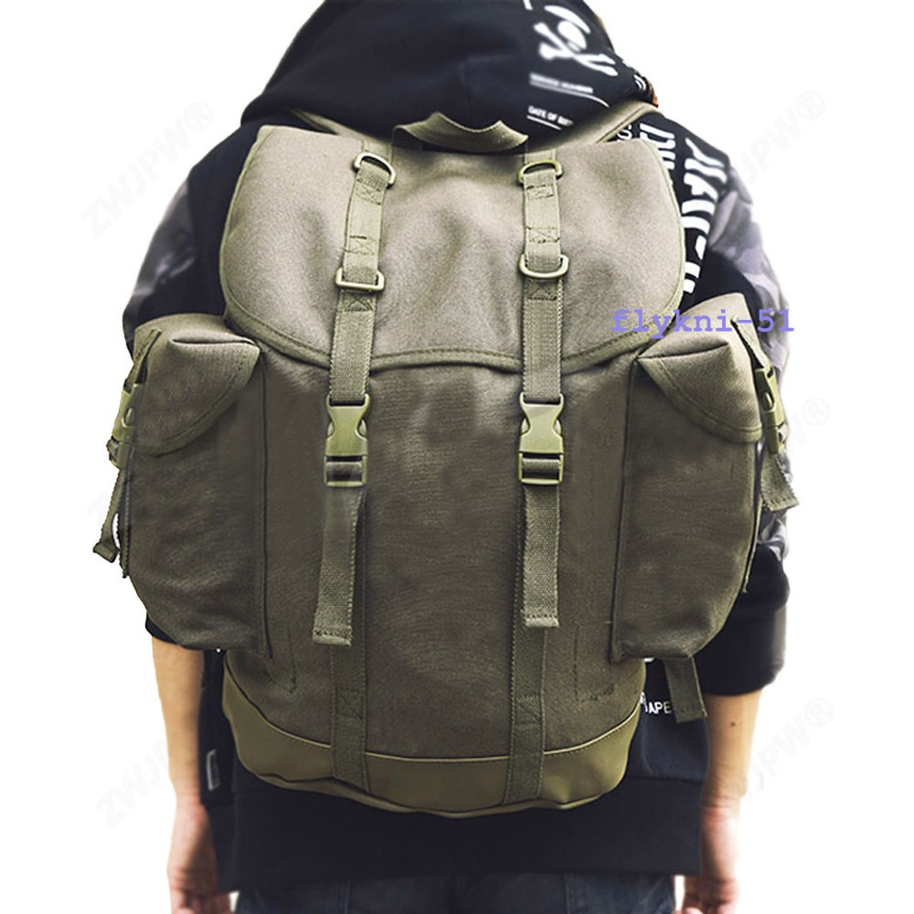 German Army Mountain Rucksack Retro Canvas Green Bag Backpack Outdoor Packsack