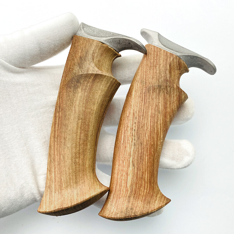 1PCS Natural Rosewood +Steel Head Embryo Material DIY Knife Handle Wooden Grips