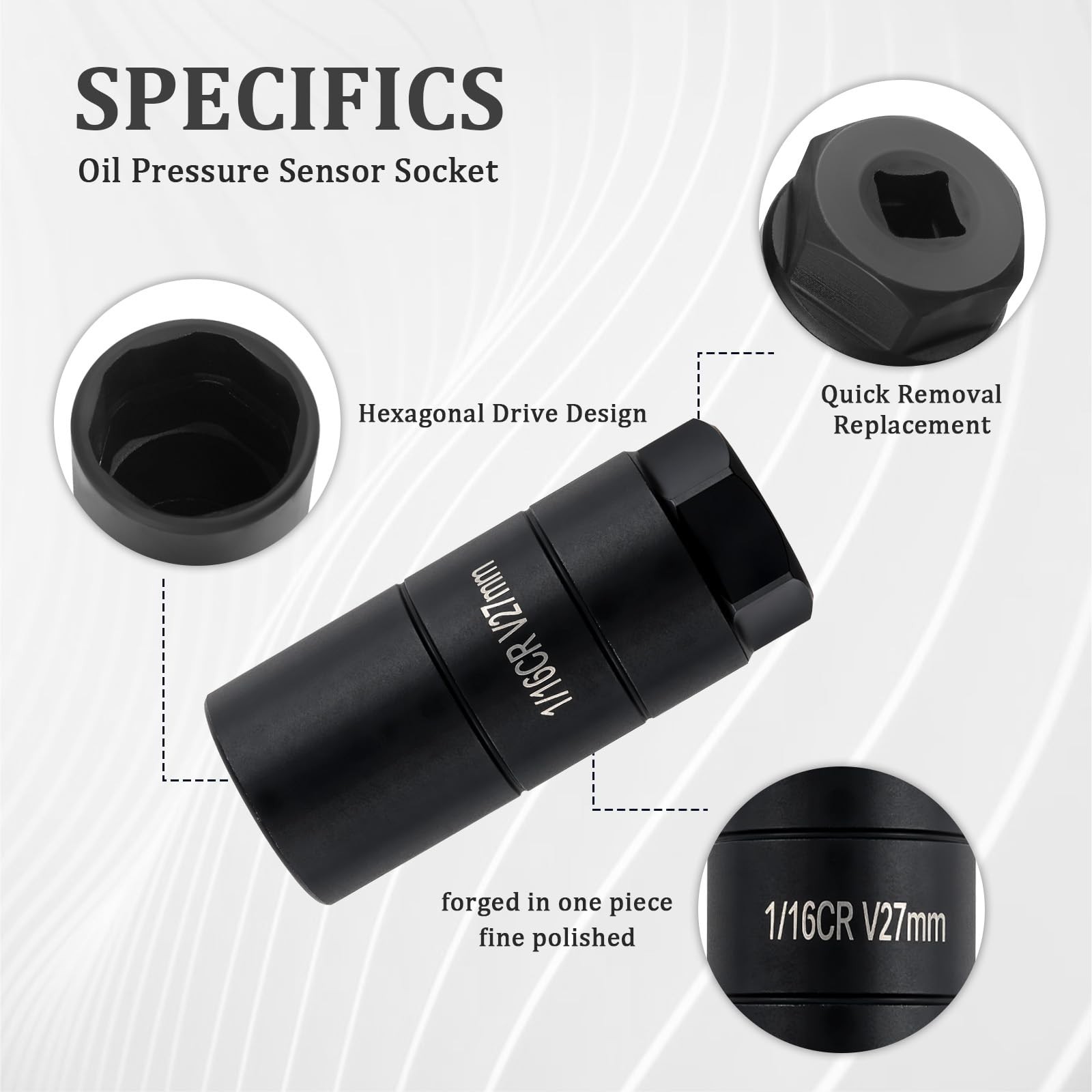 Oil Pressure Sensor Socket,Hexagonal Drive27mm Socket for Removing Oil Sendin...