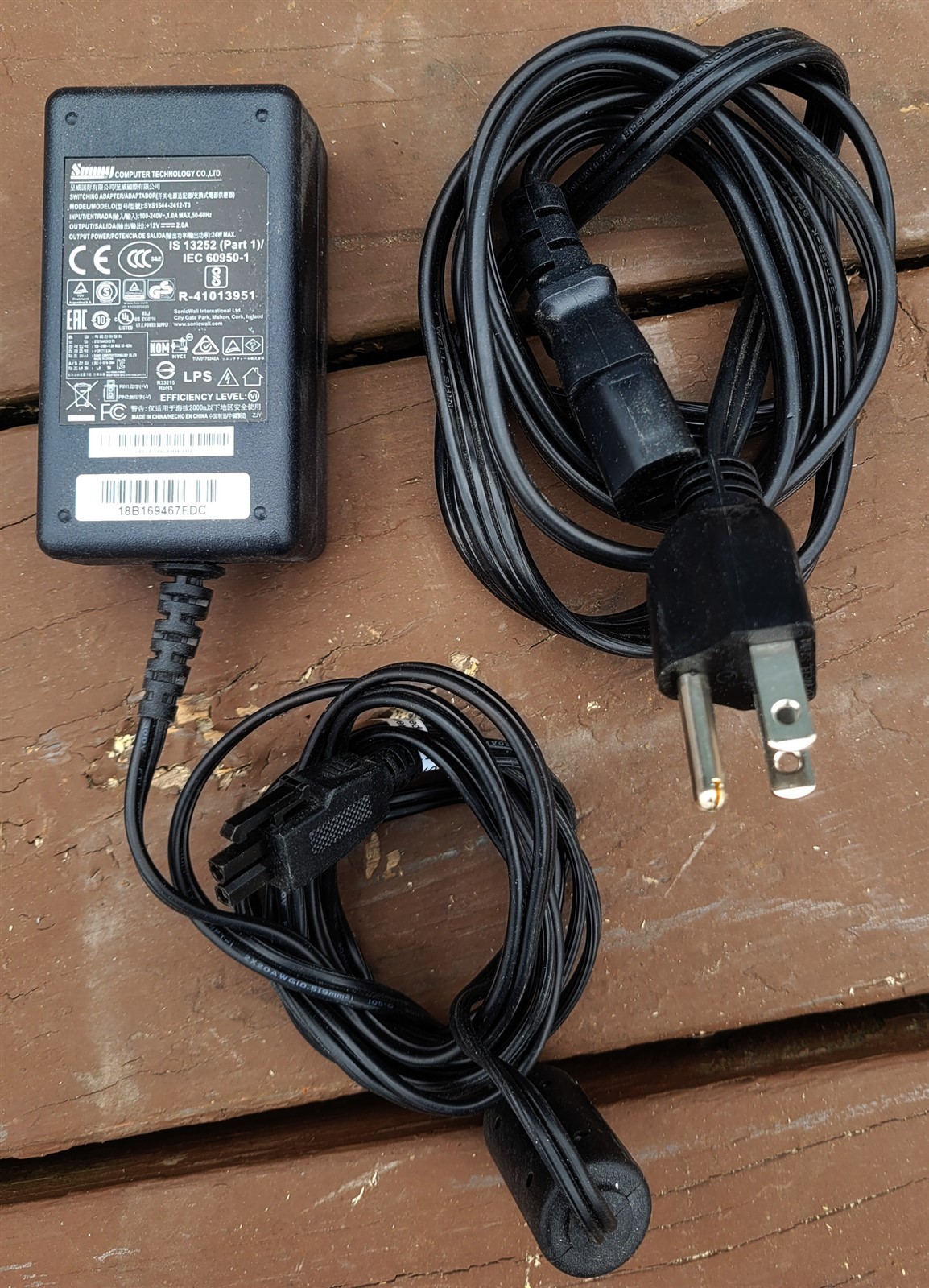 OEM Genuine Sunny AC Adapter Power 12V 2.0A SYS1544-2412-T3 For Sonicwall-TESTED
