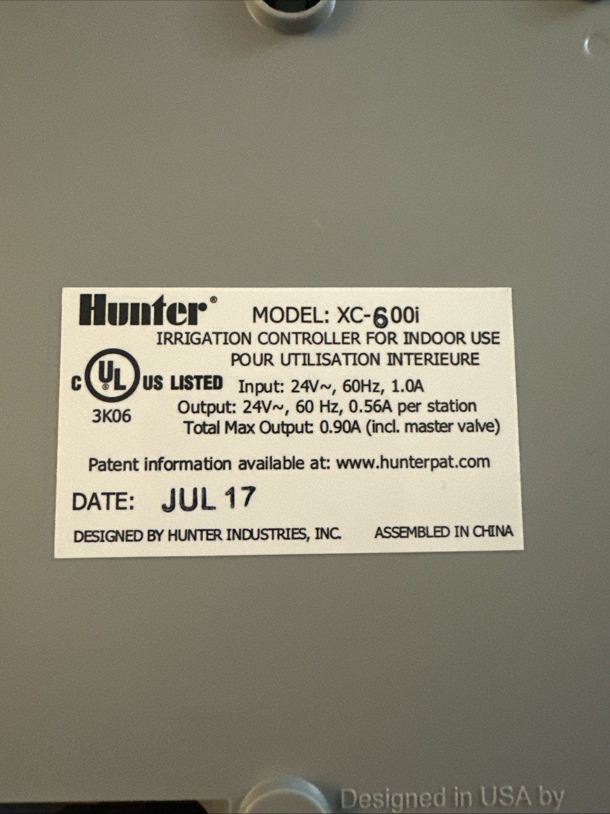Hunter X-Core 6-Station Zone XC600i Sprinkler Irrigation Timer Controller Indoor