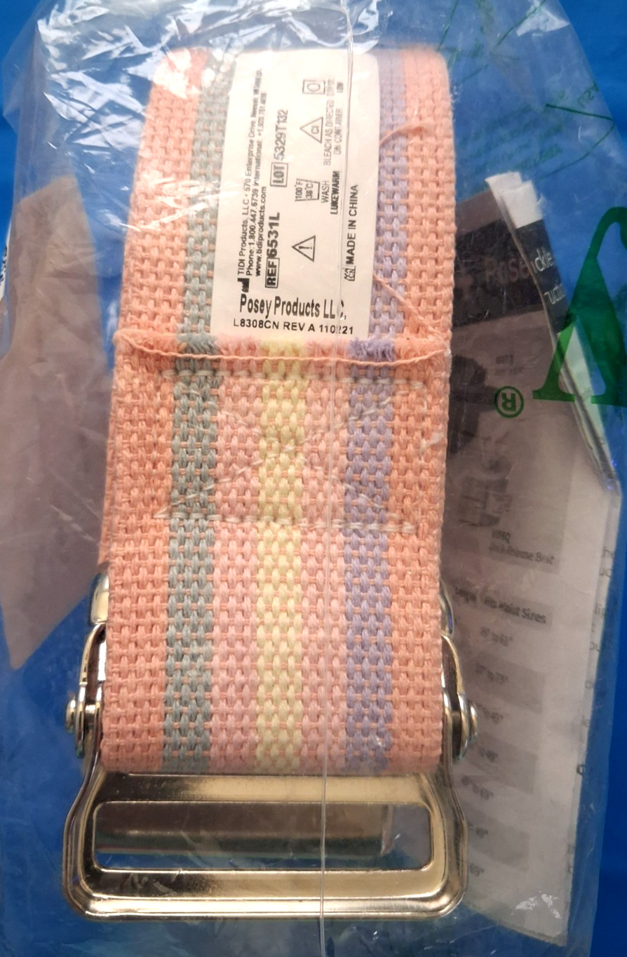 Posey GAIT BELT 6531L Metal Buckle PASTEL COTTON 74" x 2" Sealed