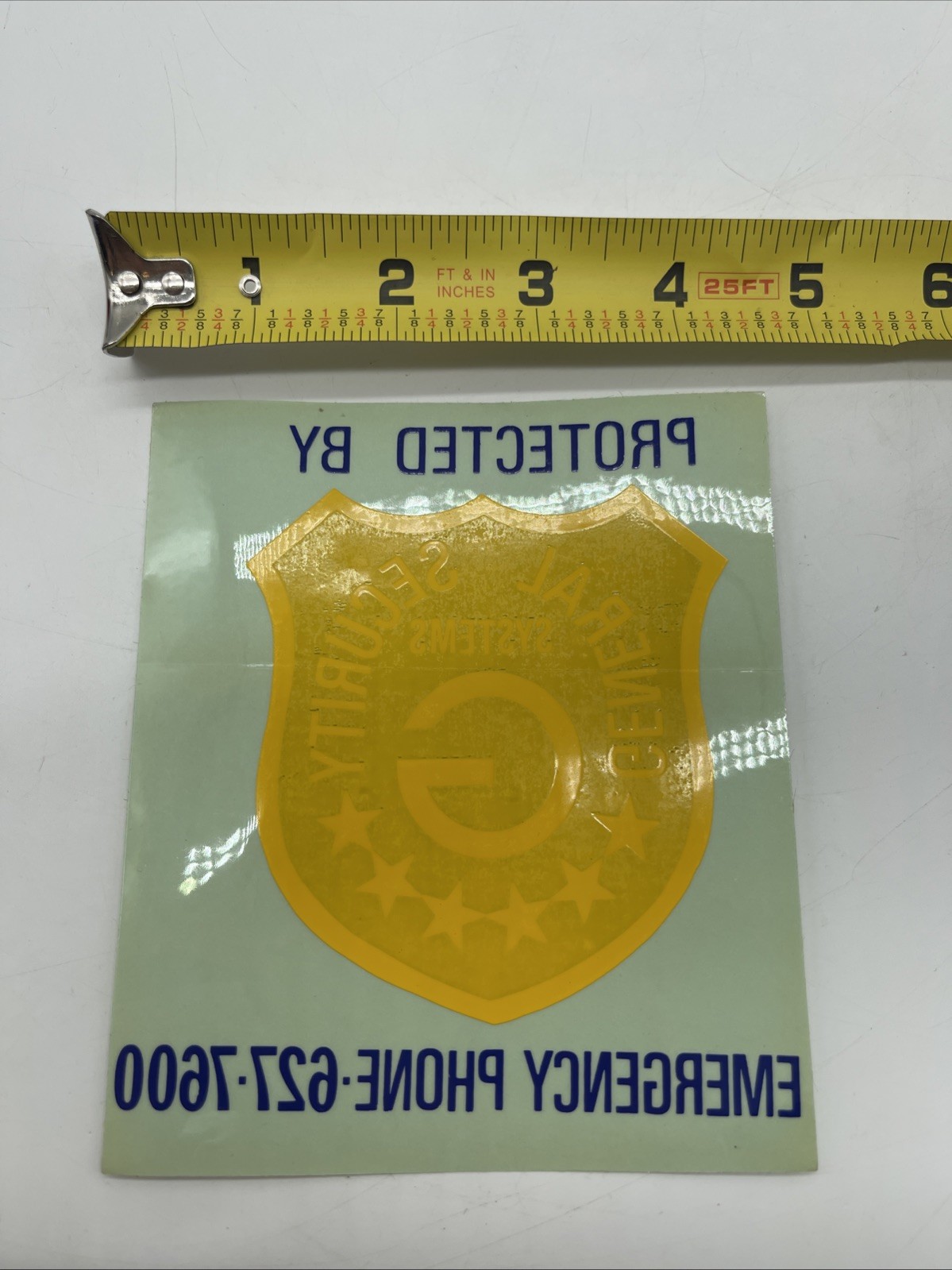 General Security Systems “Protected By” Window Sticker Badge Emergency Phone #