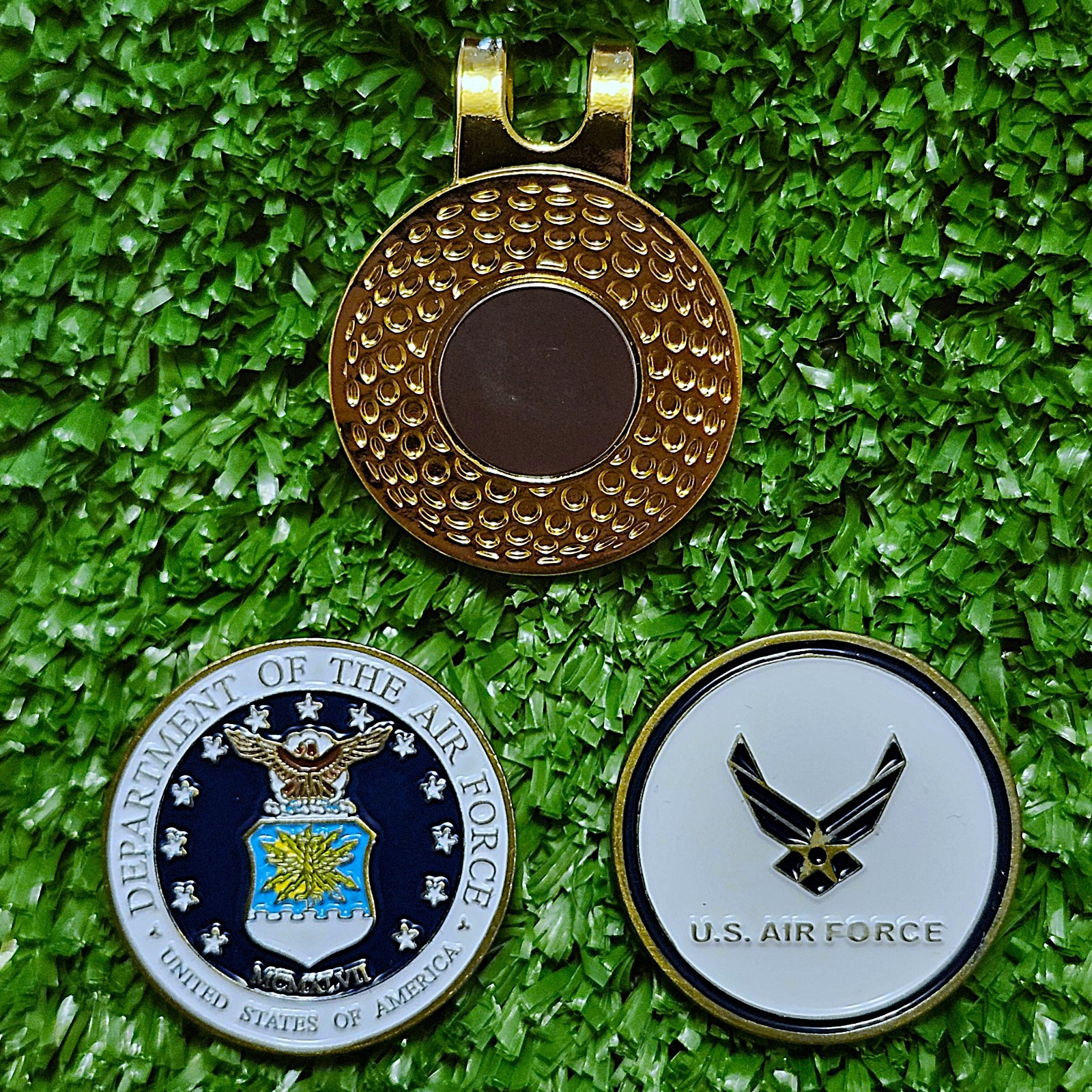 United States Air Force USAF Golf Ball Marker with Magnetic Hat Clip New