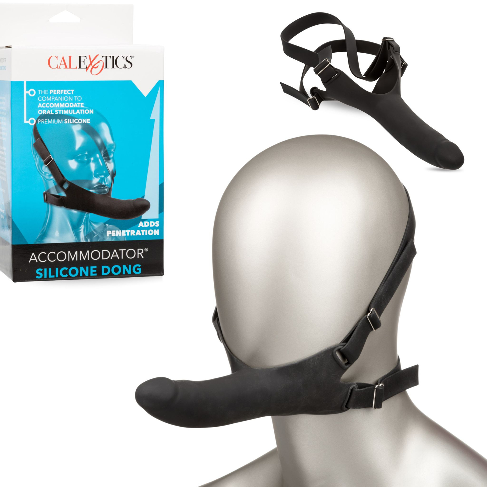 Accommodator Silicone Dong Dildo Cock Oral Sex Accessory Chin Strap-on Sex Toy