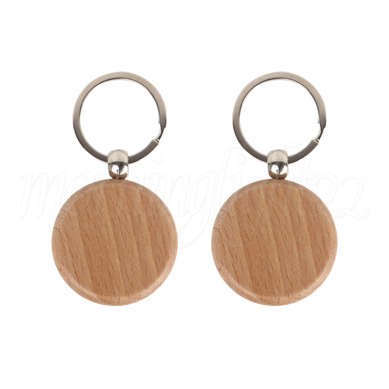 Unfinished Wooden Key Ring 4cm Diameter Key Chain for Crafts Supplies Set of 10