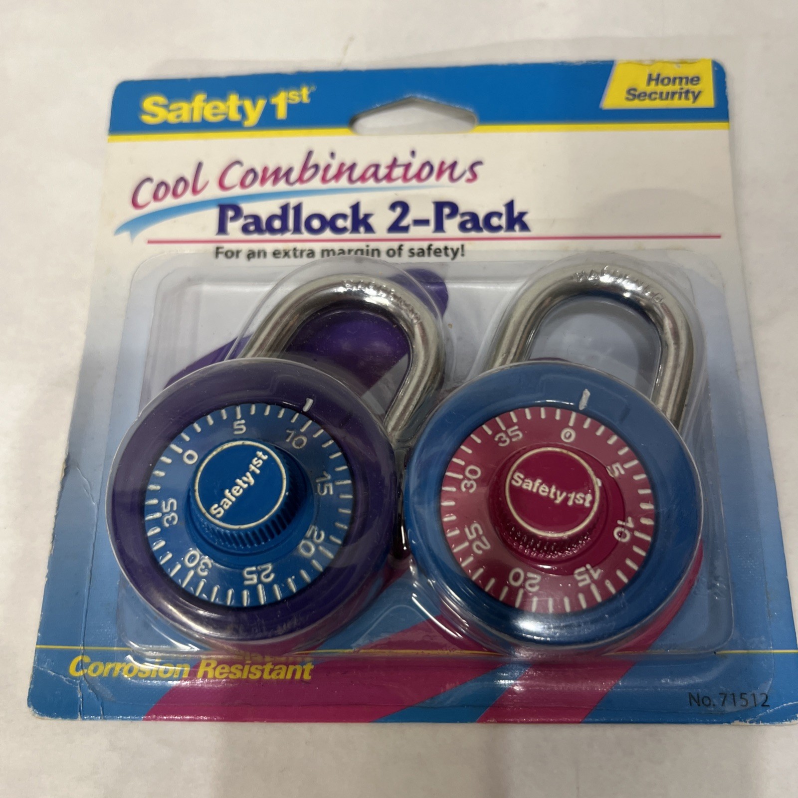 Safety 1st 2-pack Padlock Corrosion Resistance Pink/Blue Purple/Blue