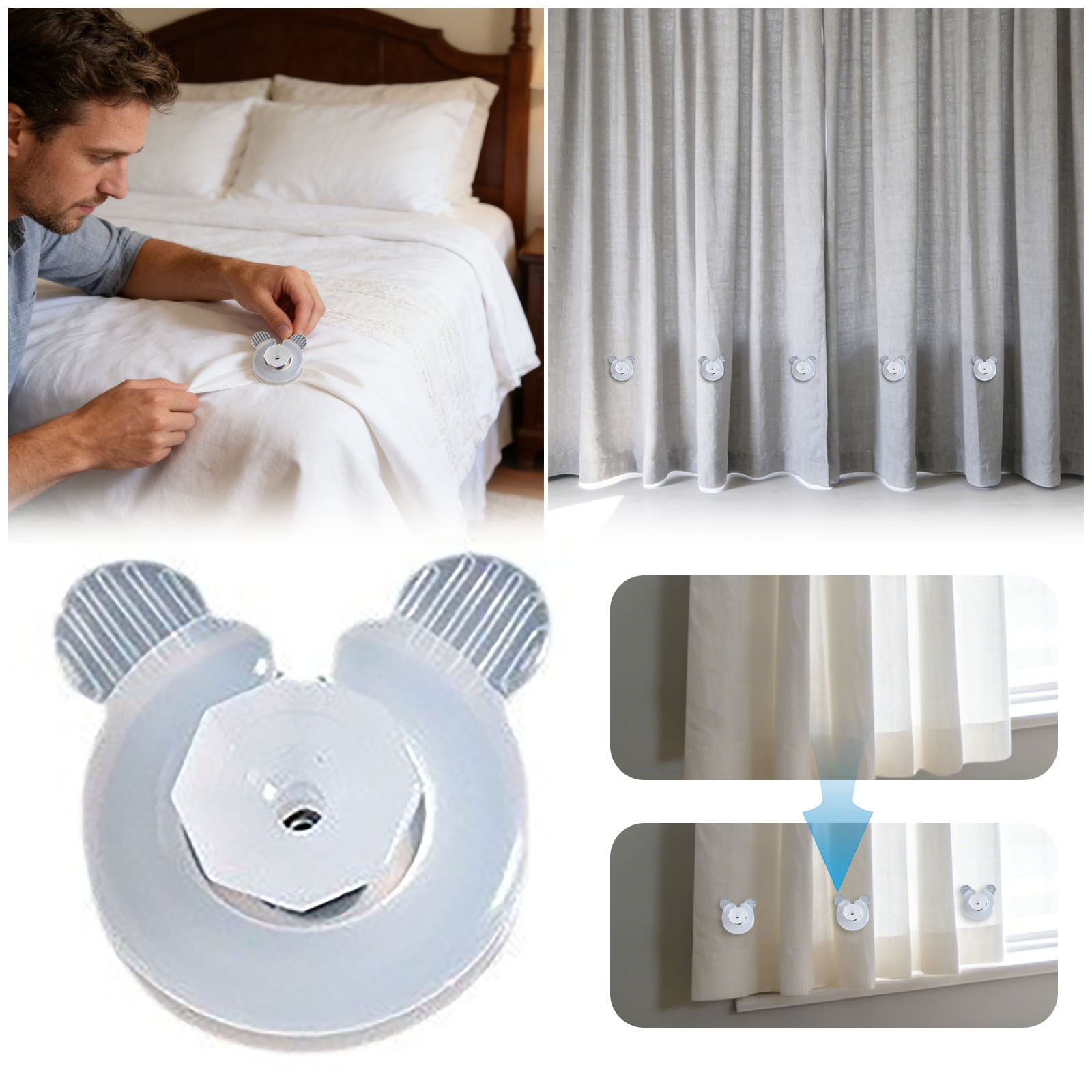 Adjustable Curtain Shortening Fixing Clips No Sew No Cut Hemming Solution For