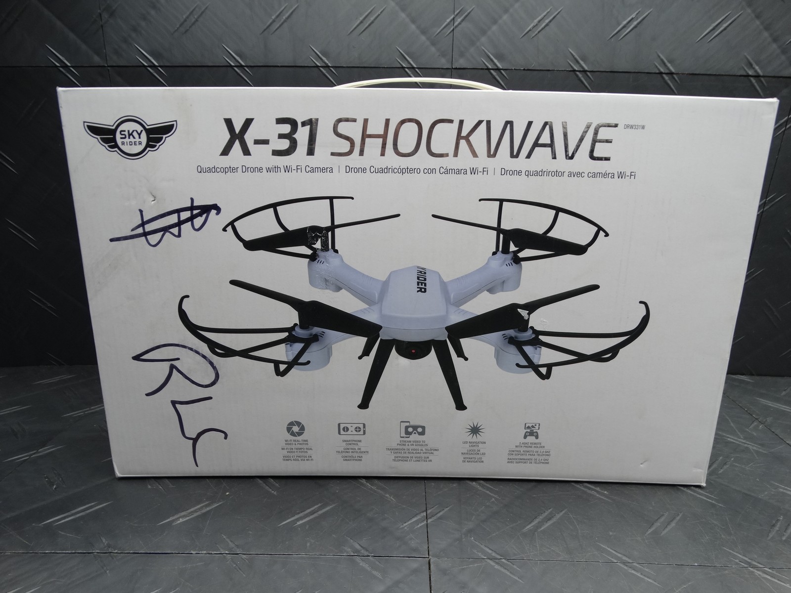 SKY RIDER Pro Quadcopter Drone with Wi-Fi Camera Remote and Phone Holder White