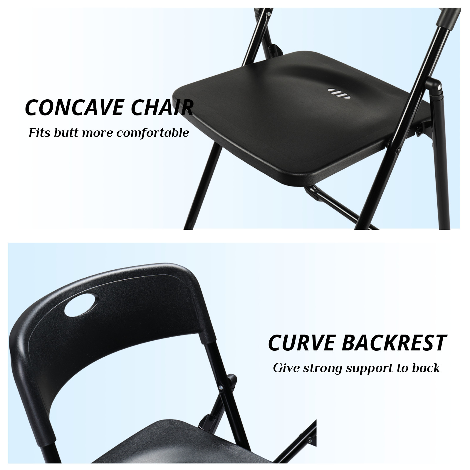 Set of 4 In/Outdoor Heavy Duty Plastic Folding Chairs with Reinfoced Steel Frame