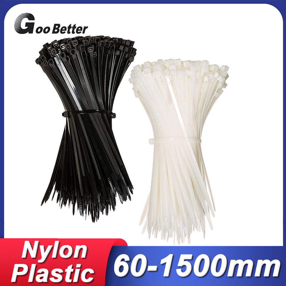 Black / White Nylon Plastic Strong Cable Ties Short Long Zip Tie Wraps 60-1500mm