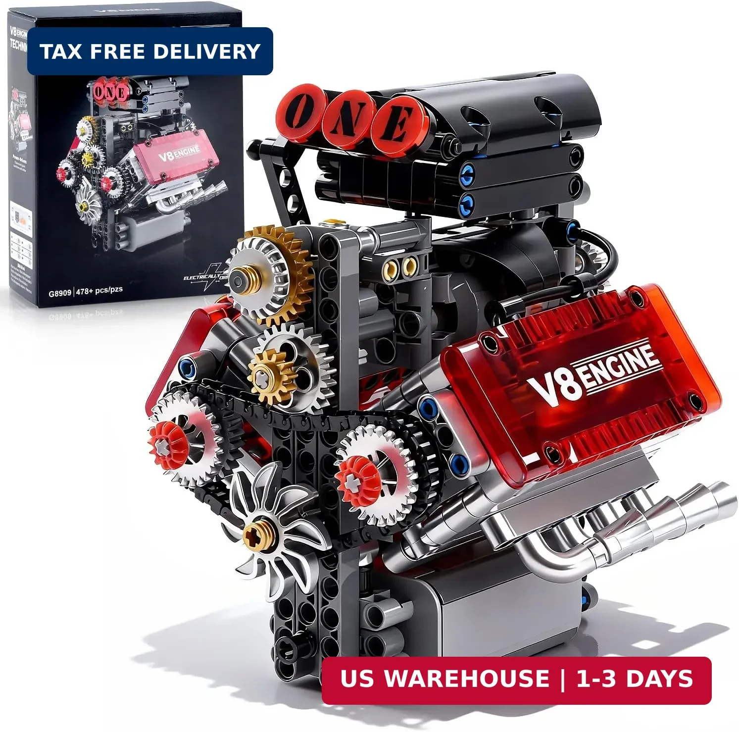 V8 Engine Toy Building Sets - Mini Combustion V8 Engine Model Kit That Runs, Bui