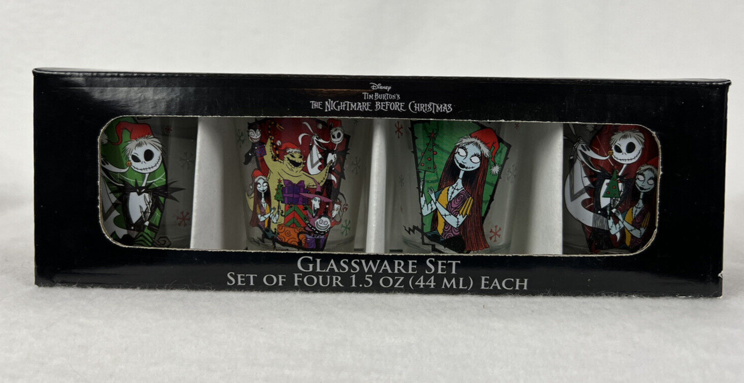 Disney The Nightmare Before  Christmas Glassware Set Of Four 1.5 oz Glasses