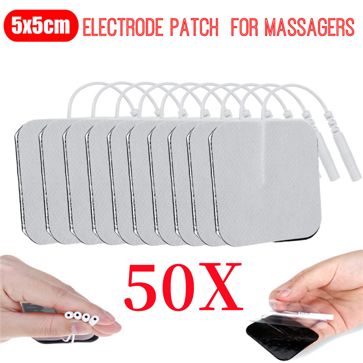 50Pcs Electrode Pads Replacement Patches For Electrotherapy Massager TENS Unit